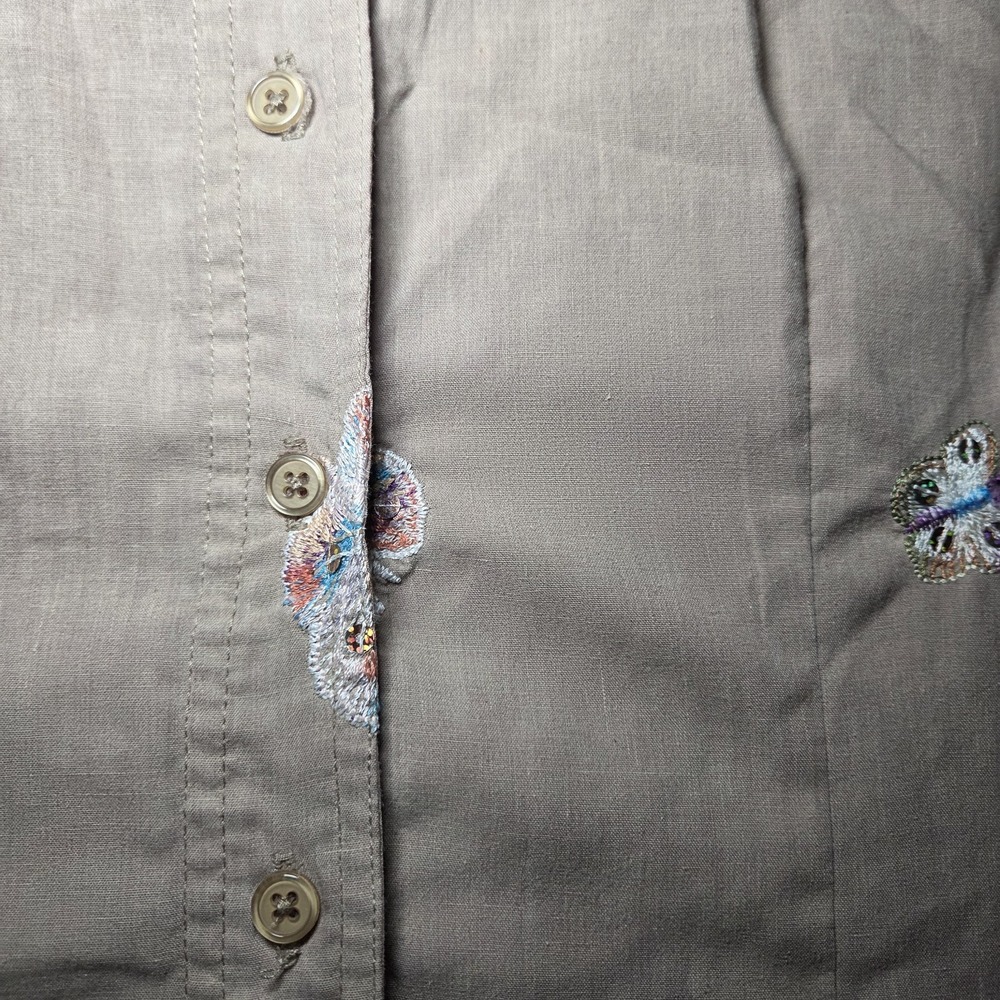Lemon Grass Studio Butterfly Embroidered Blouse Womens M Boho Cottagecore Nature - Picture 4 of 7